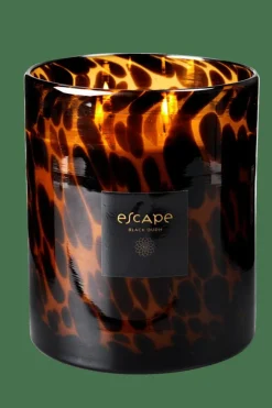 ESCAPE BLACK OUDH Bougie Parfumée Dans Un Verre Noir, Brun, Ocre