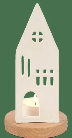 HOME Porte-bougie Chauffe-plat Blanc, Naturel