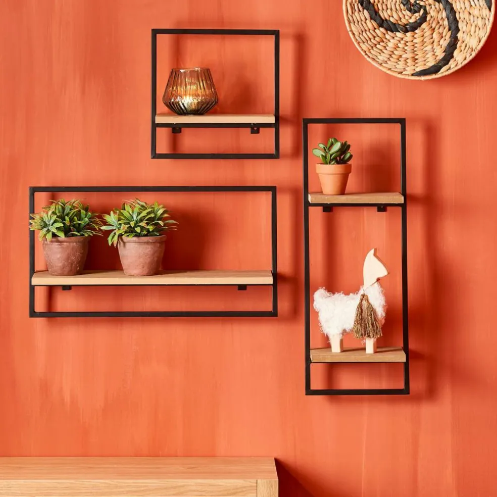 MIX&MATCH Étagère à Suspendre Noir, Naturel