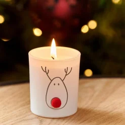 NOSE Bougie Dans Un Verre Blanc, Rouge, Doré
