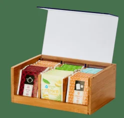 PANDA Boîte à Thé 6 Compartiments Transparent, Naturel