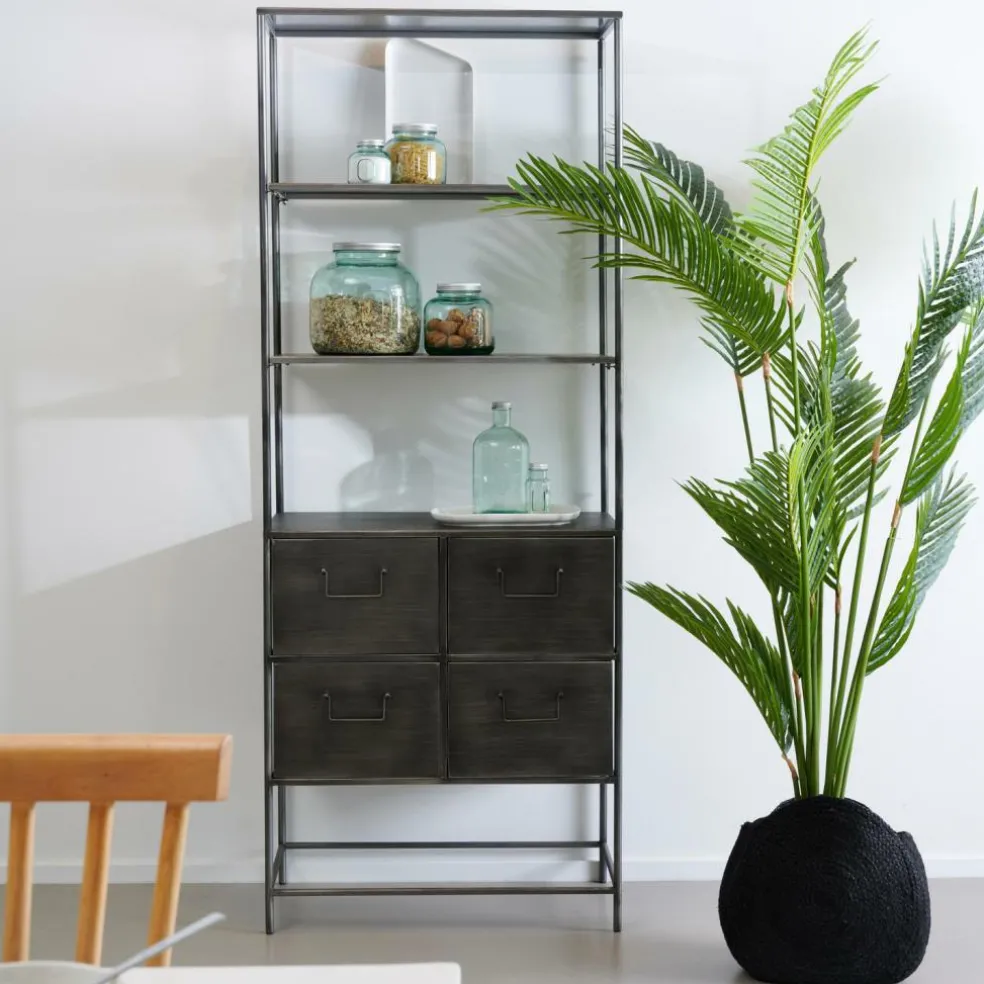 PHARMA Étagère Murale Avec 4 Tiroirs Noir