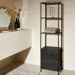 PHARMA Étagère Murale Avec 2 Tiroirs Noir